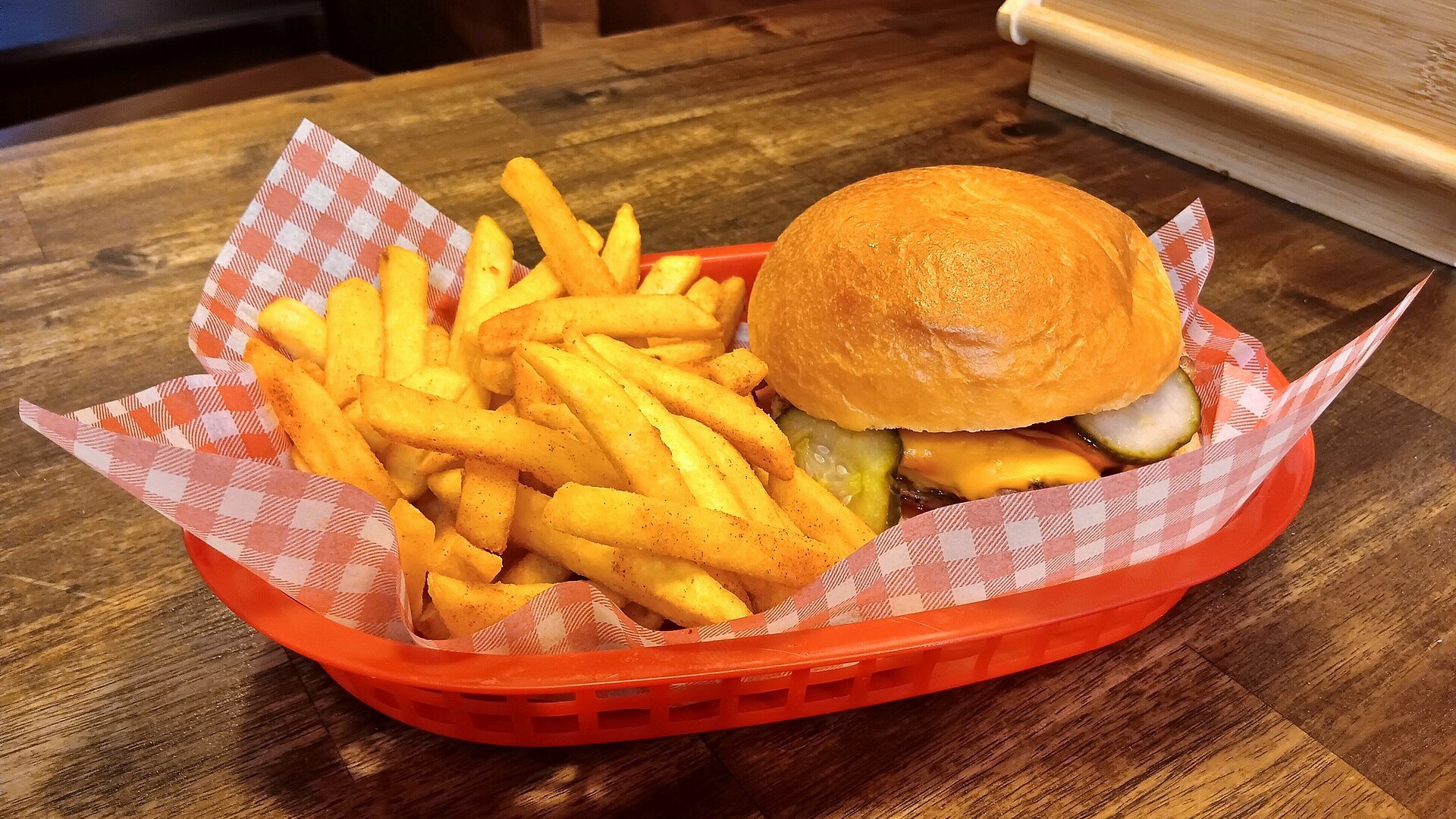 Classic burger and fries.